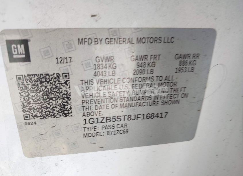 Photo 9 of 2018 Chevrolet Malibu 1LS (VIN 1G1ZB5ST8JF168417)