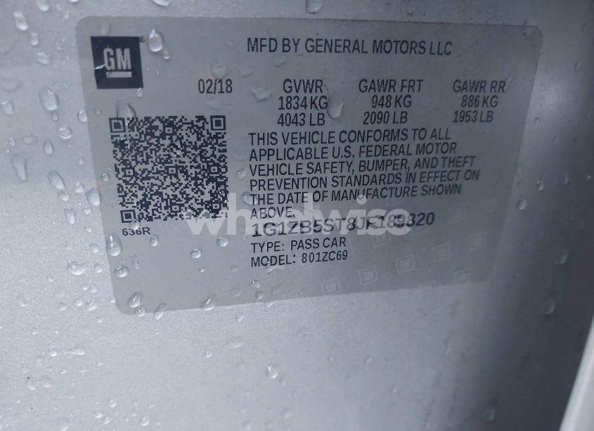 Photo 9 of 2018 Chevrolet Malibu 1LS (VIN 1G1ZB5ST8JF189820)