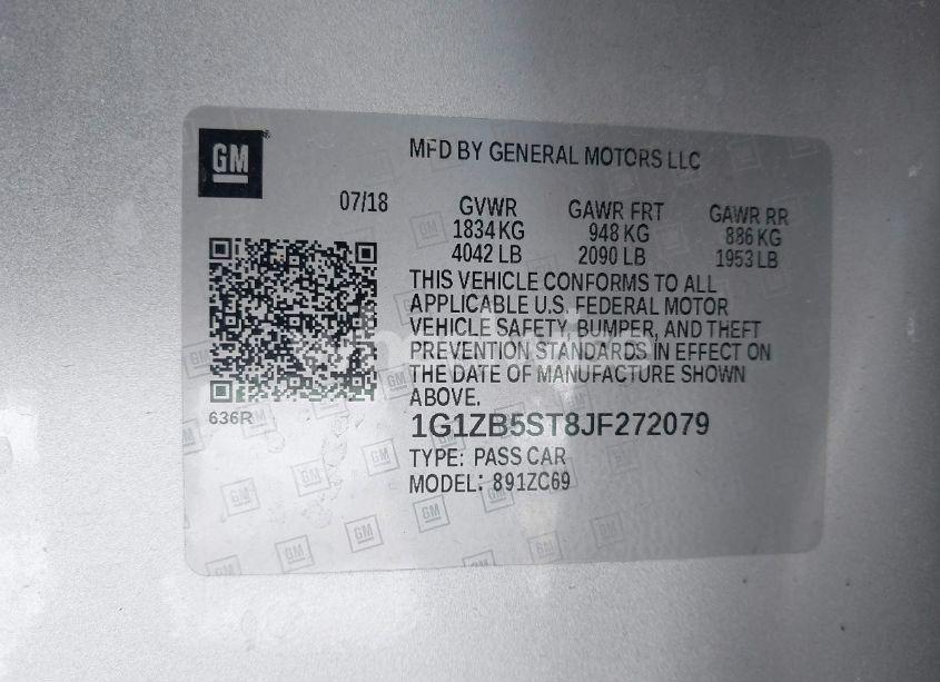 Photo 9 of 2018 Chevrolet Malibu 1LS (VIN 1G1ZB5ST8JF272079)