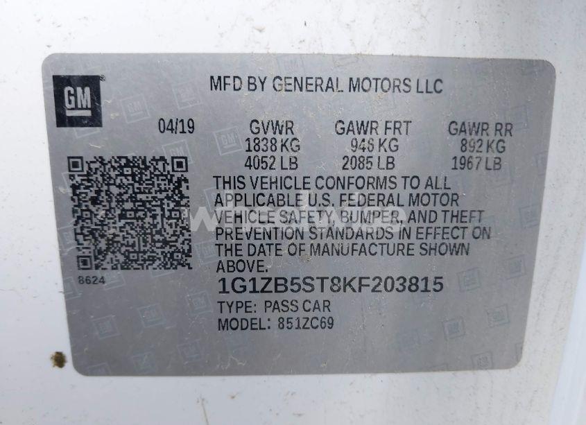 Photo 9 of 2019 Chevrolet Malibu 1LS (VIN 1G1ZB5ST8KF203815)