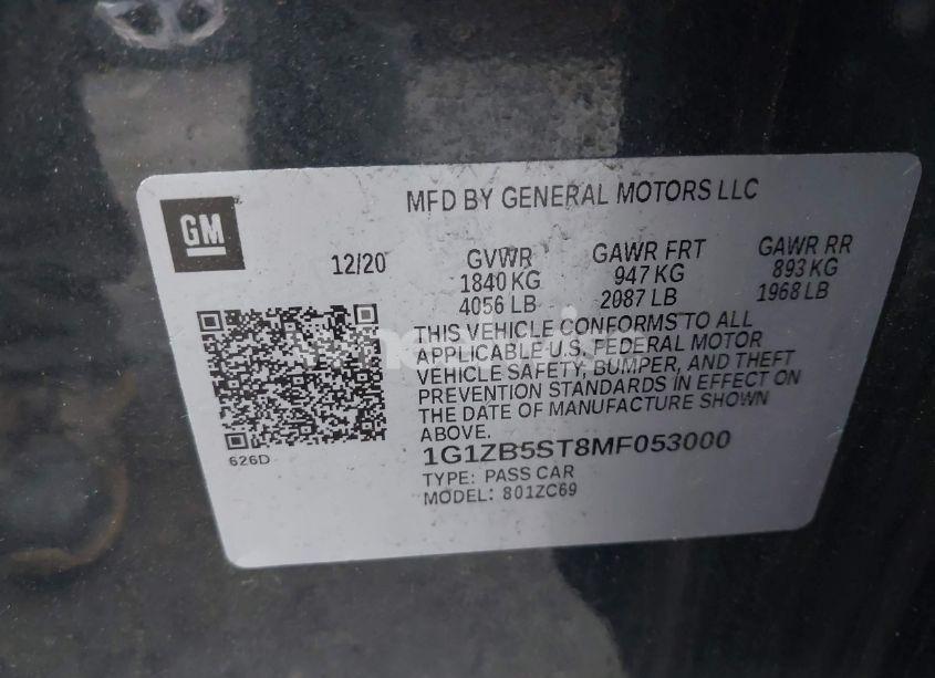 Photo 9 of 2021 Chevrolet Malibu FWD LS (VIN 1G1ZB5ST8MF053000)