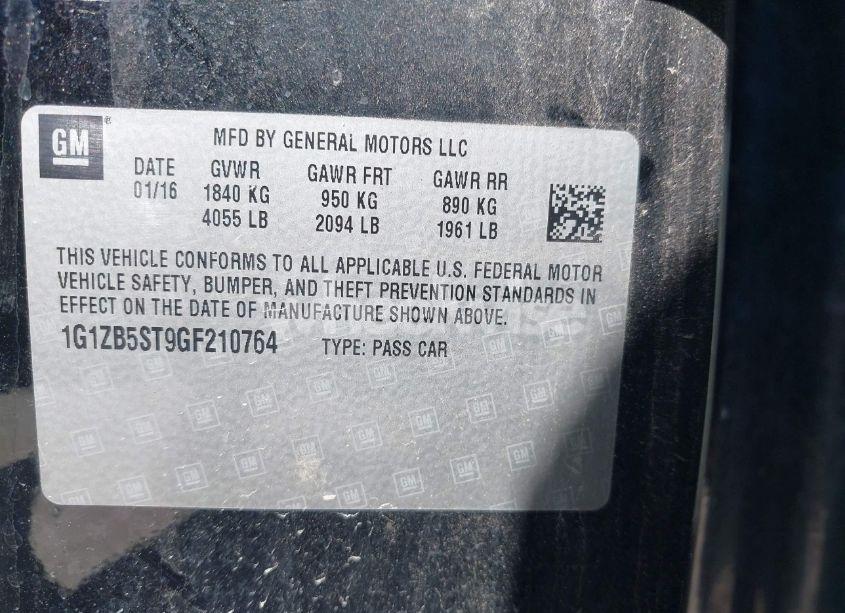 Photo 9 of 2016 Chevrolet Malibu LS (VIN 1G1ZB5ST9GF210764)