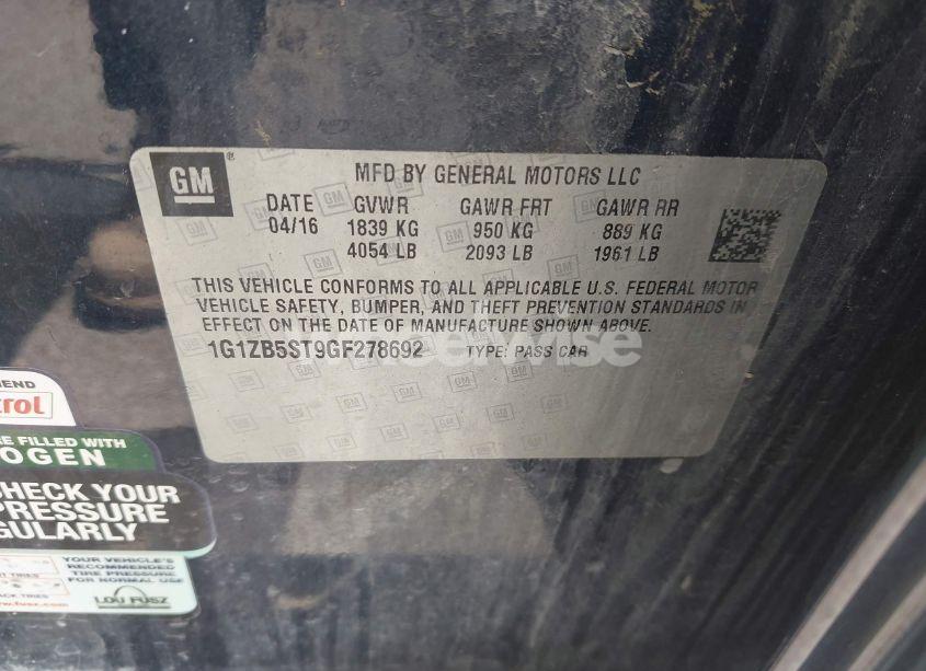 Photo 9 of 2016 Chevrolet Malibu LS (VIN 1G1ZB5ST9GF278692)