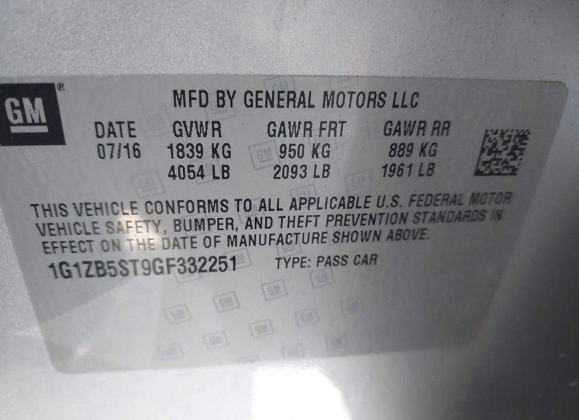 Photo 9 of 2016 Chevrolet Malibu LS (VIN 1G1ZB5ST9GF332251)