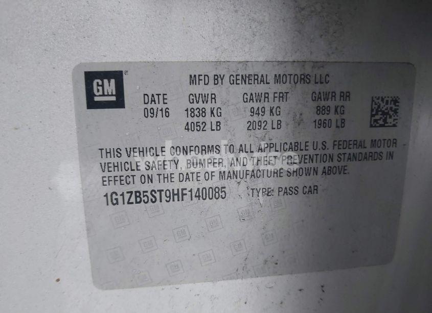 Photo 9 of 2017 Chevrolet Malibu LS (VIN 1G1ZB5ST9HF140085)