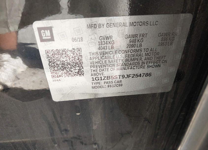 Photo 9 of 2018 Chevrolet Malibu 1LS (VIN 1G1ZB5ST9JF254786)