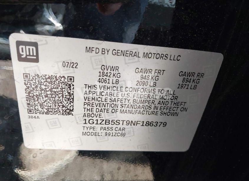 Photo 9 of 2022 Chevrolet Malibu FWD LS (VIN 1G1ZB5ST9NF186379)