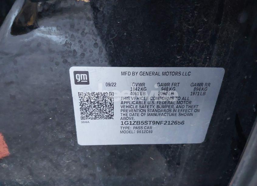 Photo 9 of 2022 Chevrolet Malibu FWD LS (VIN 1G1ZB5ST9NF212656)