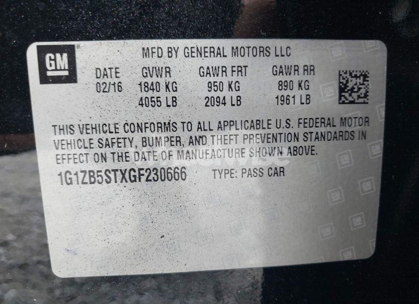 Photo 9 of 2016 Chevrolet Malibu LS (VIN 1G1ZB5STXGF230666)