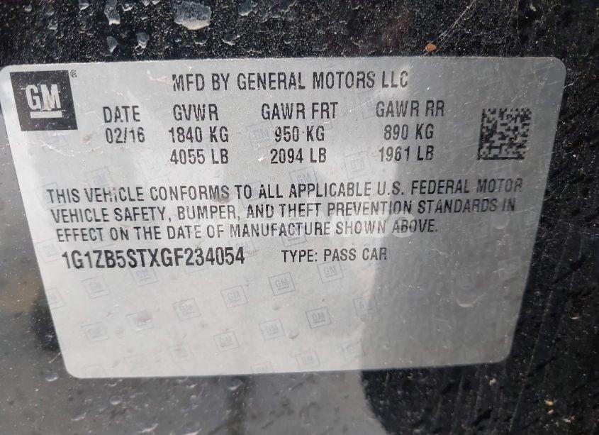 Photo 9 of 2016 Chevrolet Malibu LS (VIN 1G1ZB5STXGF234054)