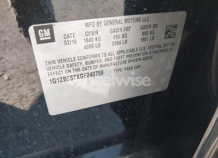 Photo 9 of 2016 Chevrolet Malibu LS (VIN 1G1ZB5STXGF240758)