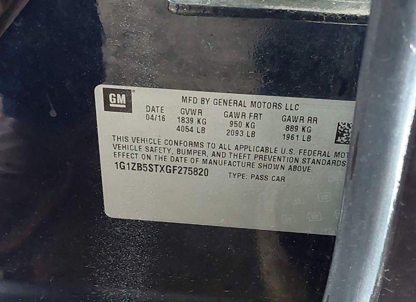 Photo 9 of 2016 Chevrolet Malibu LS (VIN 1G1ZB5STXGF275820)