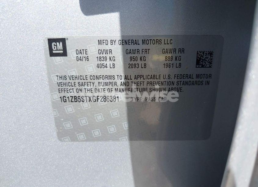 Photo 9 of 2016 Chevrolet Malibu LS (VIN 1G1ZB5STXGF286381)