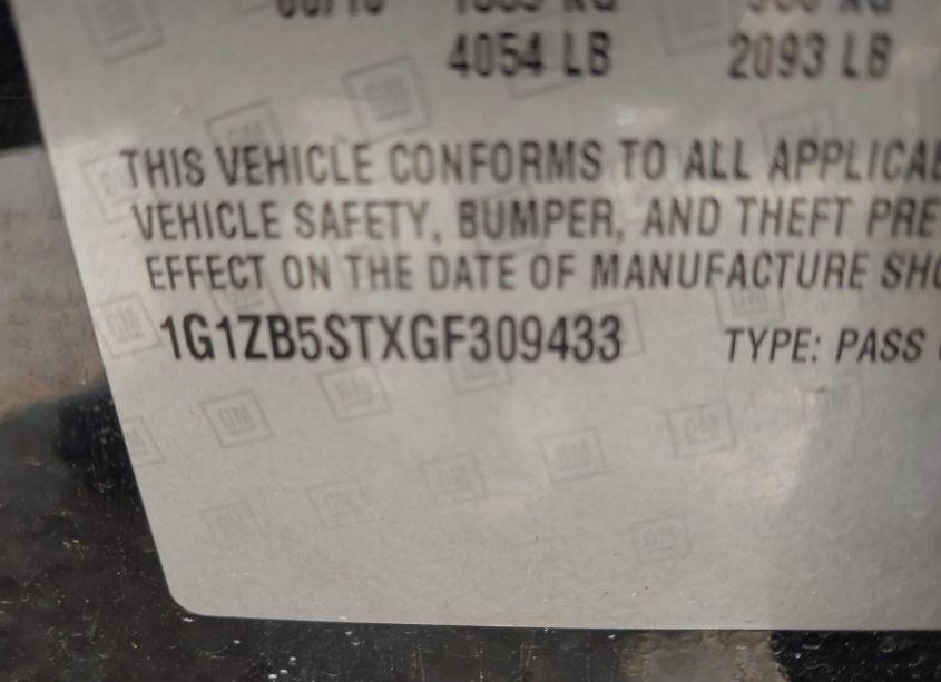 Photo 9 of 2016 Chevrolet Malibu LS (VIN 1G1ZB5STXGF309433)