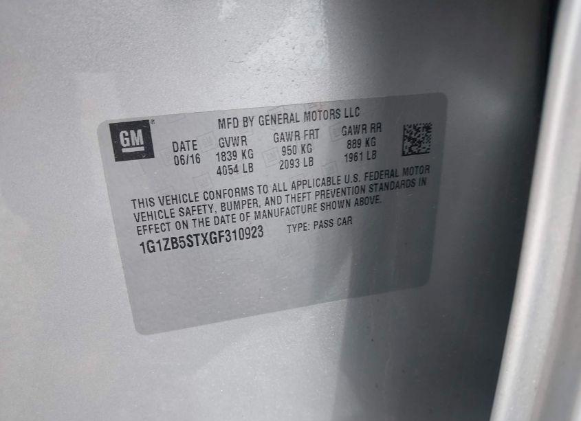 Photo 9 of 2016 Chevrolet Malibu LS (VIN 1G1ZB5STXGF310923)