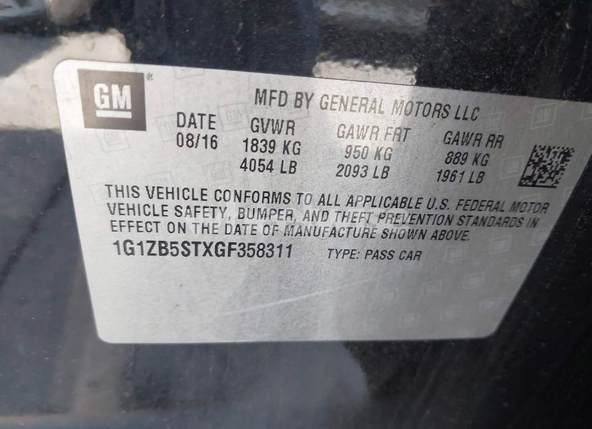 Photo 9 of 2016 Chevrolet Malibu LS (VIN 1G1ZB5STXGF358311)