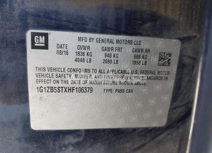 Photo 9 of 2017 Chevrolet Malibu LS (VIN 1G1ZB5STXHF106379)