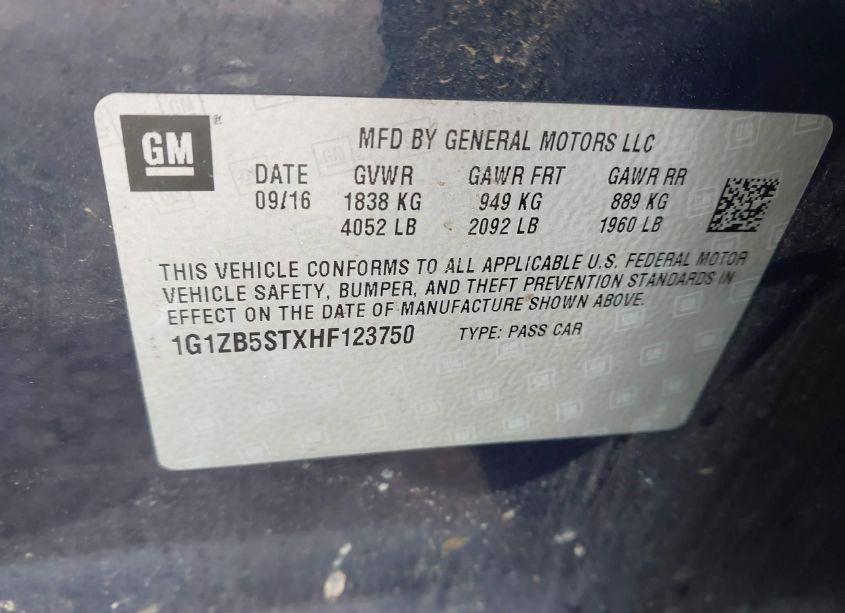 Photo 9 of 2017 Chevrolet Malibu LS (VIN 1G1ZB5STXHF123750)