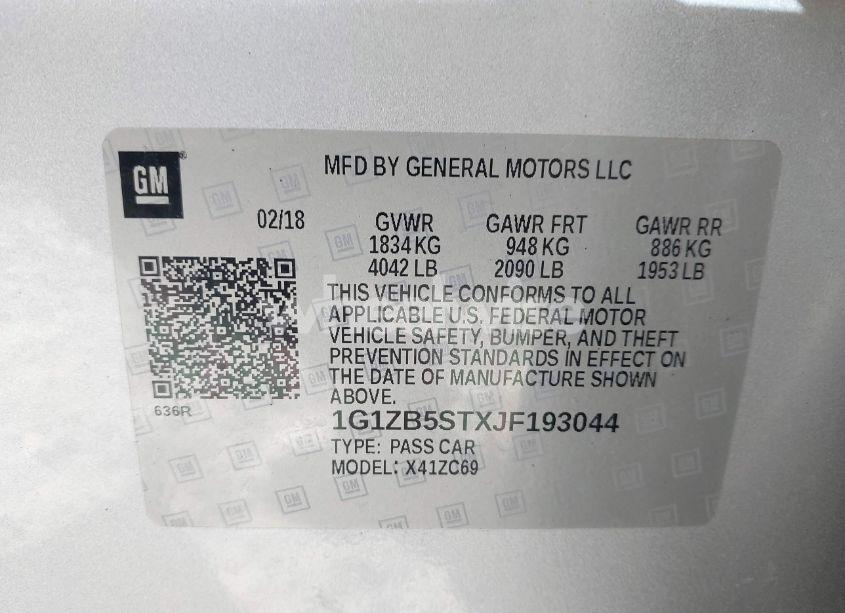 Photo 9 of 2018 Chevrolet Malibu 1LS (VIN 1G1ZB5STXJF193044)