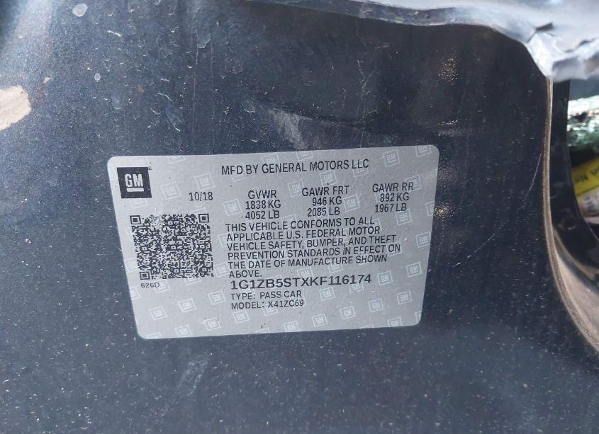 Photo 9 of 2019 Chevrolet Malibu 1LS (VIN 1G1ZB5STXKF116174)