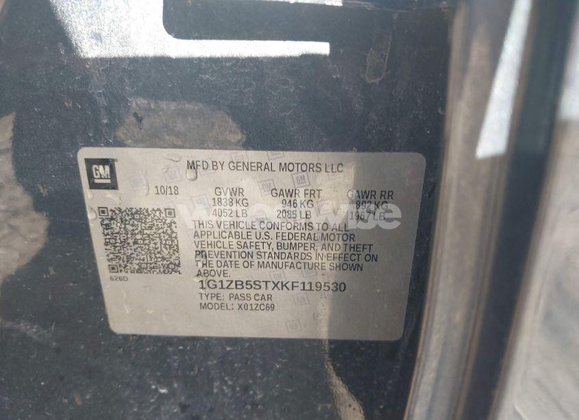 Photo 9 of 2019 Chevrolet Malibu 1LS (VIN 1G1ZB5STXKF119530)