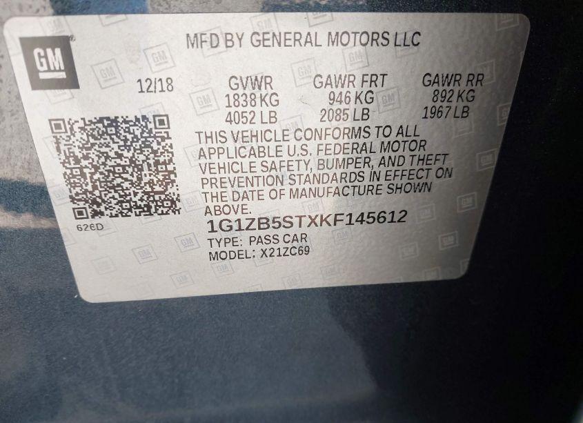 Photo 9 of 2019 Chevrolet Malibu 1LS (VIN 1G1ZB5STXKF145612)