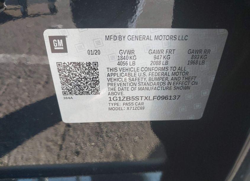 Photo 9 of 2020 Chevrolet Malibu FWD LS (VIN 1G1ZB5STXLF096137)