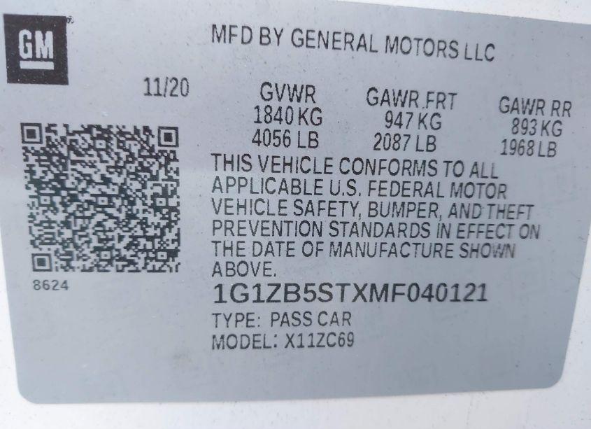 Photo 9 of 2021 Chevrolet Malibu FWD LS (VIN 1G1ZB5STXMF040121)