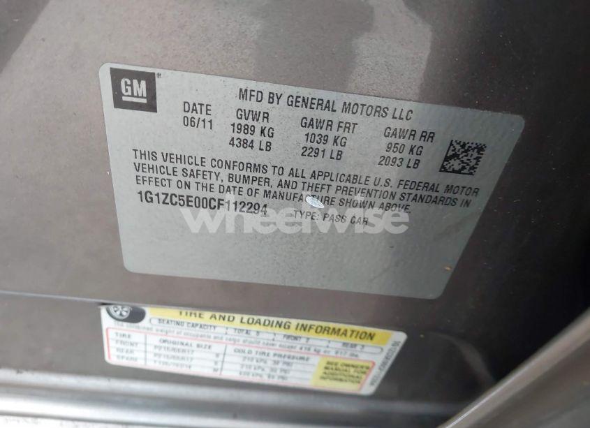 Photo 9 of 2012 Chevrolet Malibu 1LT (VIN 1G1ZC5E00CF112294)