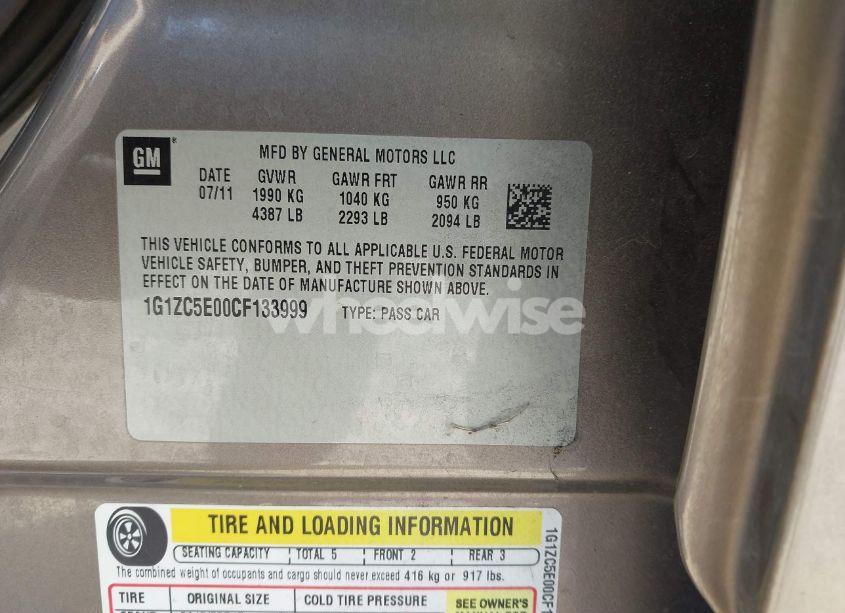 Photo 9 of 2012 Chevrolet Malibu 1LT (VIN 1G1ZC5E00CF133999)