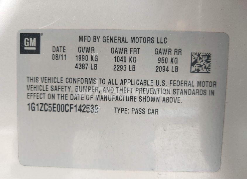 Photo 9 of 2012 Chevrolet Malibu 1LT (VIN 1G1ZC5E00CF142539)