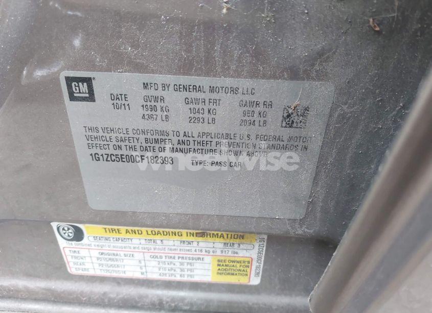 Photo 9 of 2012 Chevrolet Malibu 1LT (VIN 1G1ZC5E00CF182393)