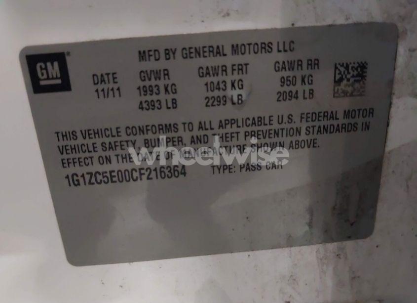 Photo 9 of 2012 Chevrolet Malibu 1LT (VIN 1G1ZC5E00CF216364)