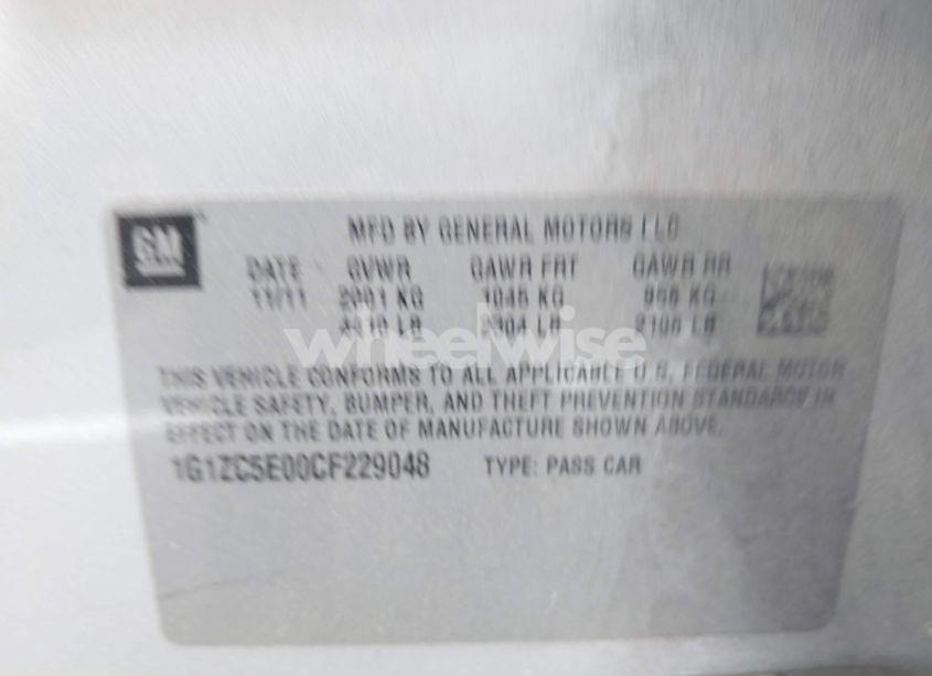 Photo 9 of 2012 Chevrolet Malibu 1LT (VIN 1G1ZC5E00CF229048)