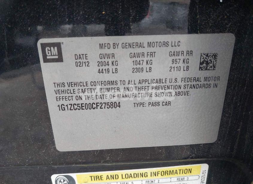 Photo 9 of 2012 Chevrolet Malibu 1LT (VIN 1G1ZC5E00CF275804)