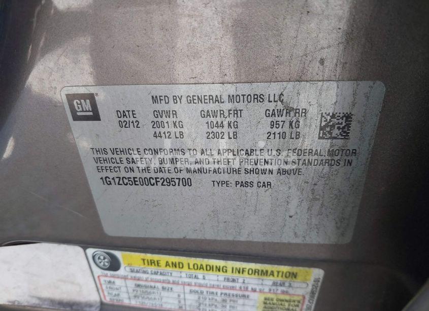 Photo 9 of 2012 Chevrolet Malibu 1LT (VIN 1G1ZC5E00CF295700)