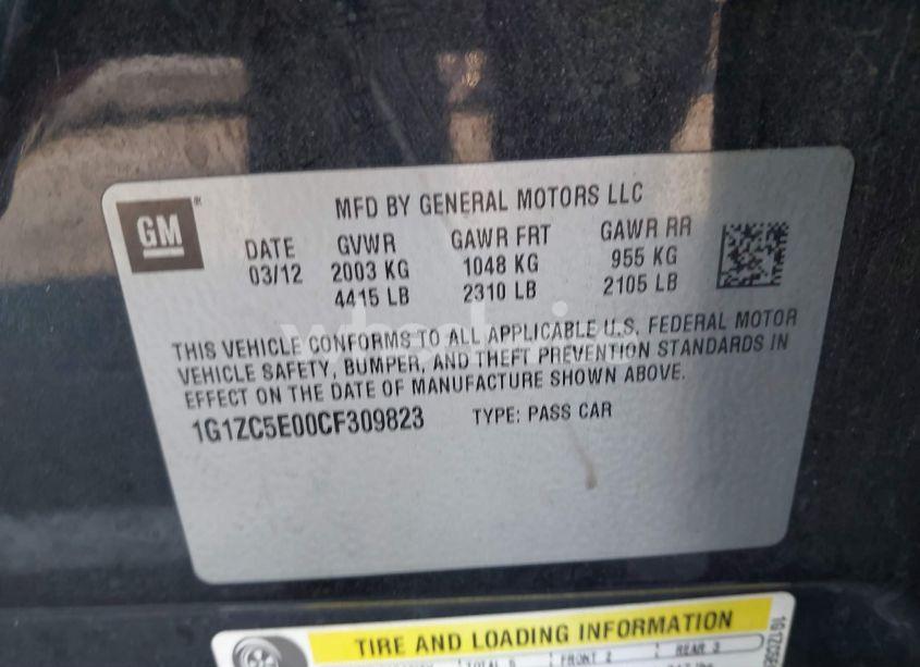 Photo 9 of 2012 Chevrolet Malibu 1LT (VIN 1G1ZC5E00CF309823)