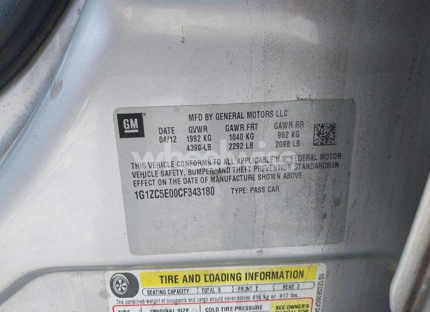 Photo 9 of 2012 Chevrolet Malibu 1LT (VIN 1G1ZC5E00CF343180)