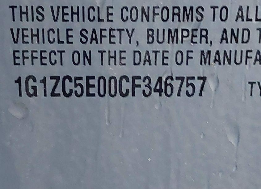 Photo 9 of 2012 Chevrolet Malibu 1LT (VIN 1G1ZC5E00CF346757)