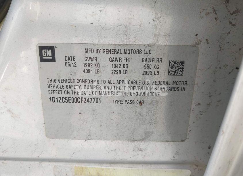 Photo 9 of 2012 Chevrolet Malibu 1LT (VIN 1G1ZC5E00CF347701)