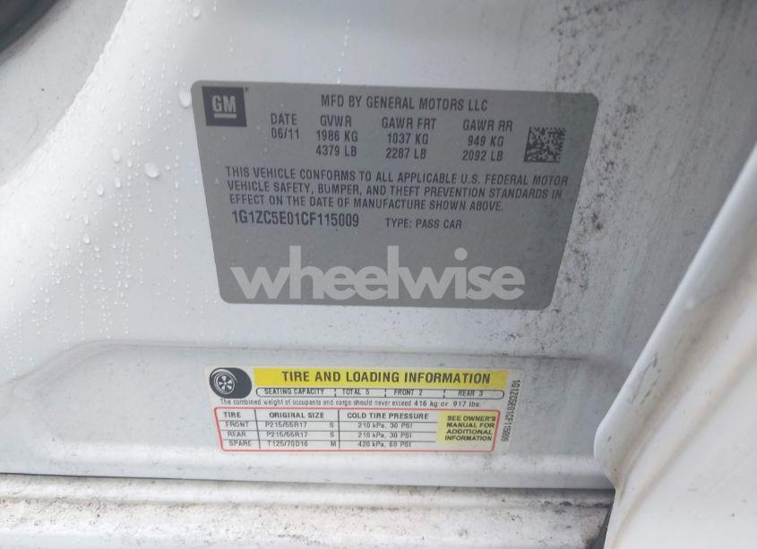 Photo 9 of 2012 Chevrolet Malibu 1LT (VIN 1G1ZC5E01CF115009)