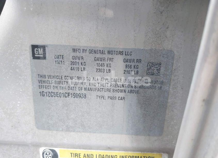 Photo 9 of 2012 Chevrolet Malibu 1LT (VIN 1G1ZC5E01CF190938)