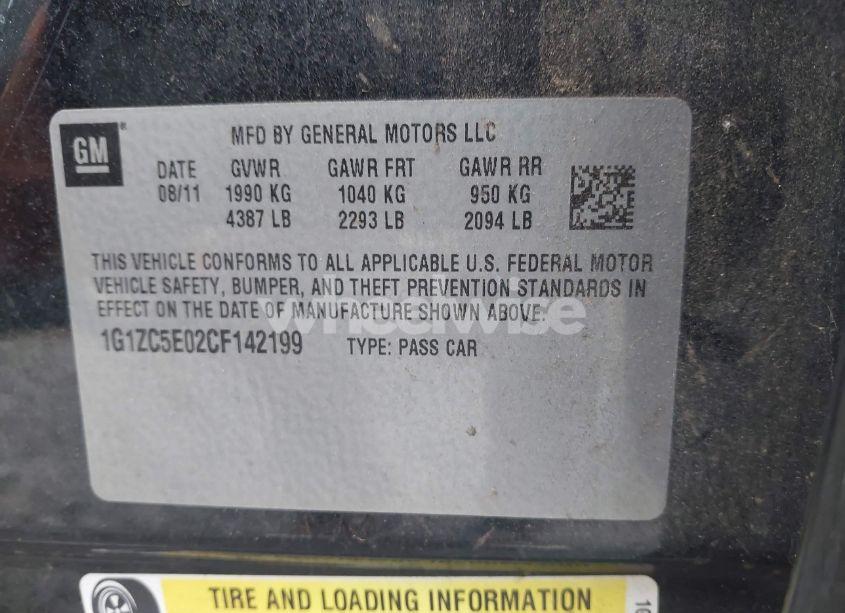 Photo 9 of 2012 Chevrolet Malibu 1LT (VIN 1G1ZC5E02CF142199)