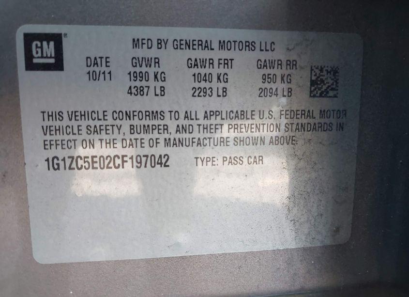 Photo 9 of 2012 Chevrolet Malibu 1LT (VIN 1G1ZC5E02CF197042)