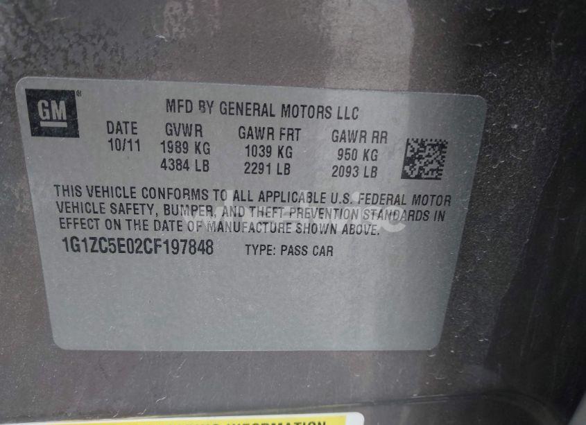 Photo 9 of 2012 Chevrolet Malibu 1LT (VIN 1G1ZC5E02CF197848)