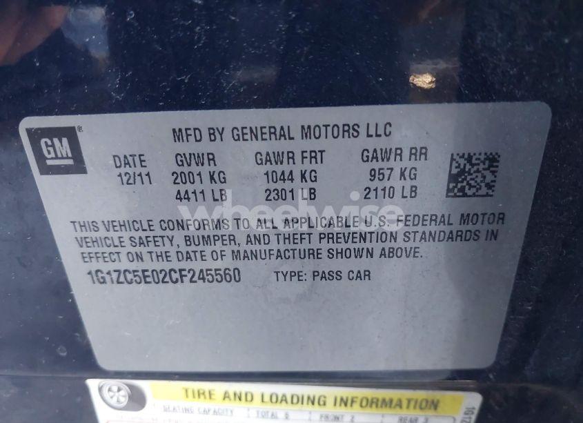 Photo 9 of 2012 Chevrolet Malibu 1LT (VIN 1G1ZC5E02CF245560)