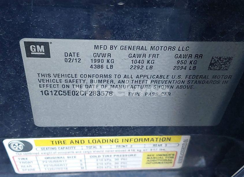 Photo 9 of 2012 Chevrolet Malibu 1LT (VIN 1G1ZC5E02CF283578)