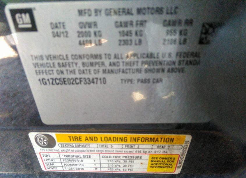 Photo 9 of 2012 Chevrolet Malibu 1LT (VIN 1G1ZC5E02CF334710)