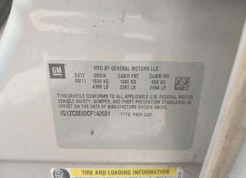 Photo 9 of 2012 Chevrolet Malibu 1LT (VIN 1G1ZC5E03CF142681)