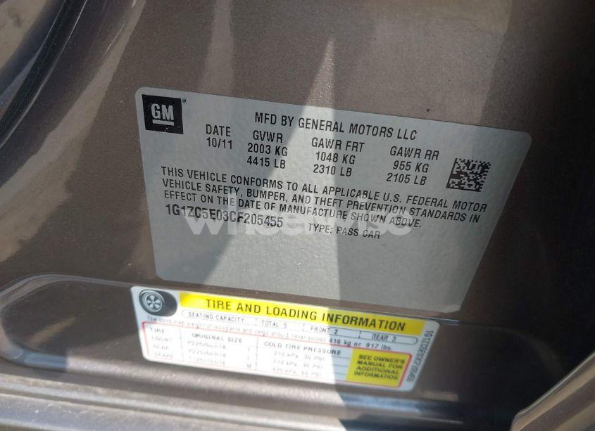 Photo 9 of 2012 Chevrolet Malibu 1LT (VIN 1G1ZC5E03CF205455)